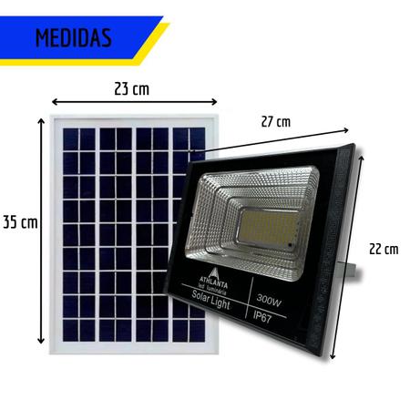 Imagem de Refletor Solar Led Holofote 300W Placa Solar Prova Dágua 