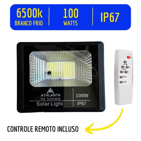 Imagem de Refletor Solar Ultra Led 100W Holofote Completo 12h Placa + Controle