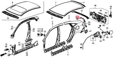 Imagem de Reforço Extensão Calha Traseira Honda Civic 17 a 21 Original Direito 63321TEAT00ZZ