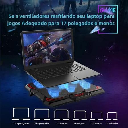 Imagem de Refrigerador para Laptop de 17 Polegadas com 6 Ventiladores, Tela LED e 2 Portas USB