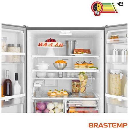 Imagem de Refrigerador Side by Side Inverse Brastemp de 03 Portas Frost Free em Evox com 540 Litros Cor Inox e Cinza - BRO80AK