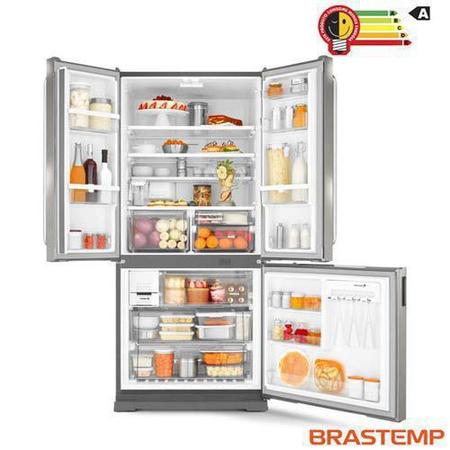 Imagem de Refrigerador Side by Side Inverse Brastemp de 03 Portas Frost Free em Evox com 540 Litros Cor Inox e Cinza - BRO80AK