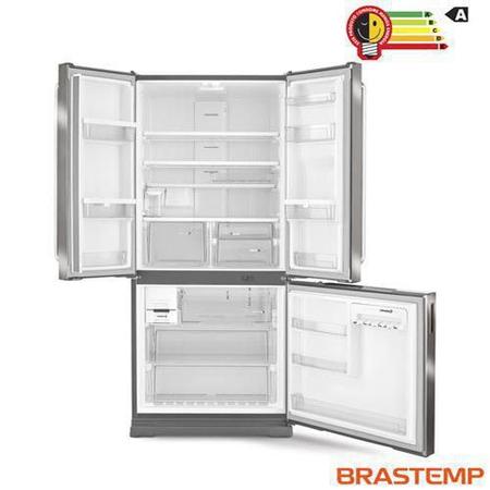 Imagem de Refrigerador Side by Side Inverse Brastemp de 03 Portas Frost Free em Evox com 540 Litros Cor Inox e Cinza - BRO80AK