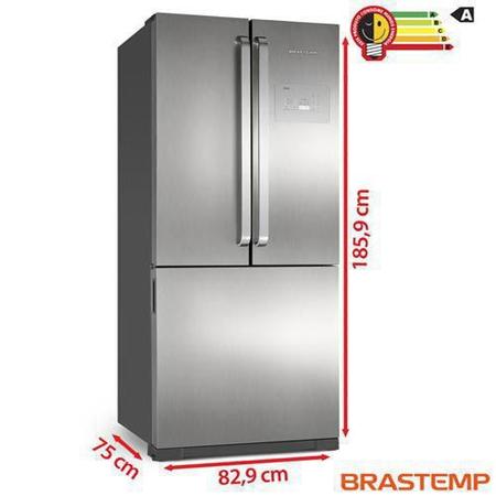 Imagem de Refrigerador Side by Side Inverse Brastemp de 03 Portas Frost Free em Evox com 540 Litros Cor Inox e Cinza - BRO80AK