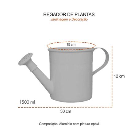 Imagem de Regador de Plantas Jardim Vaso Aluminio Laranja 1,5L