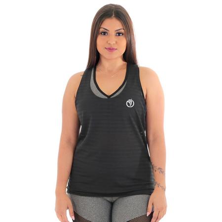 Imagem de Regata Feminina Fitness em Tecido Dry-Fit Kit 2 cores para academia e exercícios - Branco+Preto