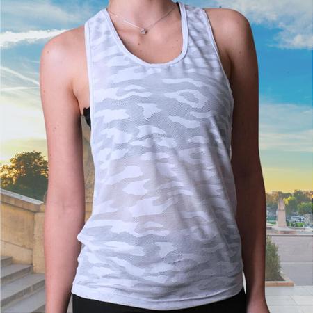 Blusa Regata Cavada Feminina Fitness Academia Furadinha 095 Branco