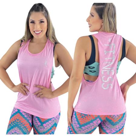 Imagem de  Regata Feminina Kit com 3 Camisetas Academia Dry Fit Leve e Geladinha