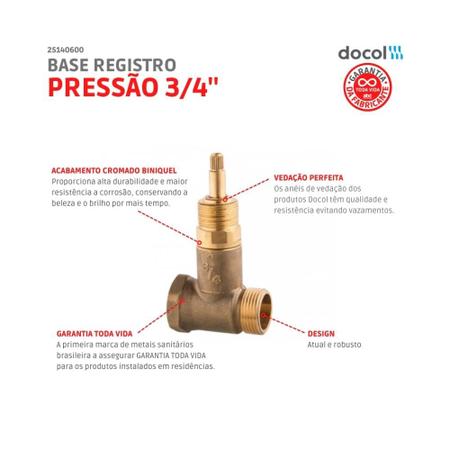 Registro de pressao docolbase 3/4'' - docol Imagem de Registro de pressao docolbase 3/4'' - docol