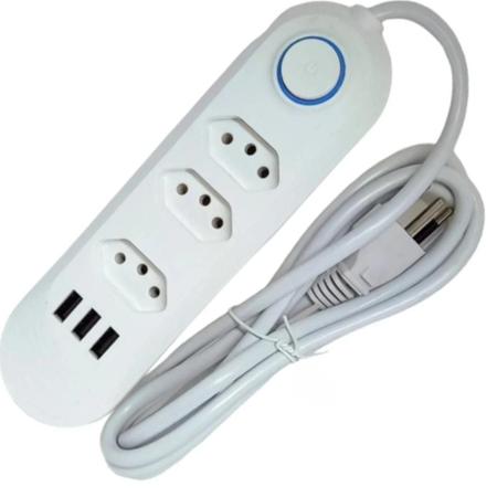 Régua Elétrica 3 Tomadas Usb Bilvolt Transparente Computador - Atena Imagem de Régua Elétrica 3 Tomadas Usb Bilvolt Transparente Computador