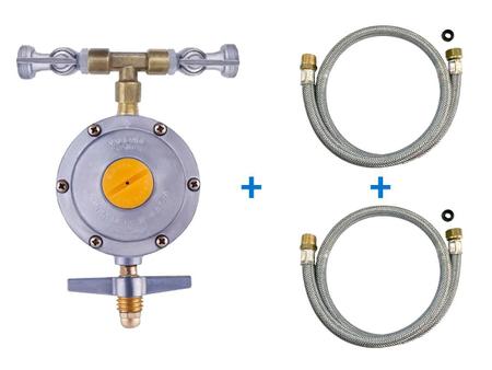 Imagem de Regulado Duplo 2 Registro 1/2 Gás Forno Cooktop c/ mangueira