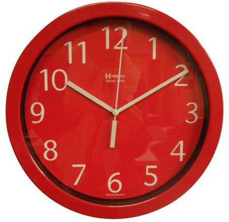 Imagem de Relógio 6719 de Parede Alumínio 30 cm Vermelho Vidro Herweg