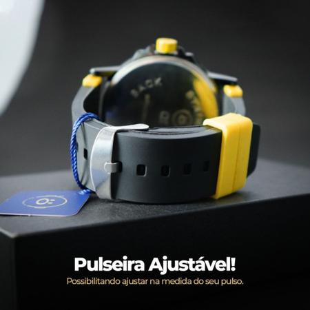 Imagem de Relogio aço silicone masculino + oculos uv sol protecao amarelo qualidade premium presente analogico