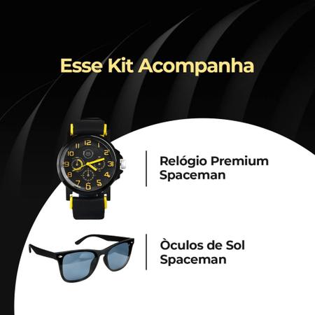 Imagem de Relogio aço silicone masculino + oculos uv sol protecao amarelo qualidade premium presente analogico