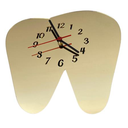 Imagem de Relógio Acrílico Dente Dourado Sala Escritório Consultório Dentista