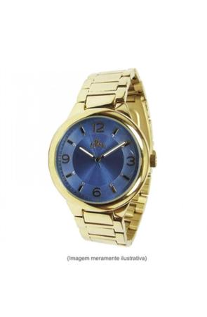 Imagem de Relógio allora feminino dourado mostrador azul com strass  al20354li/4a