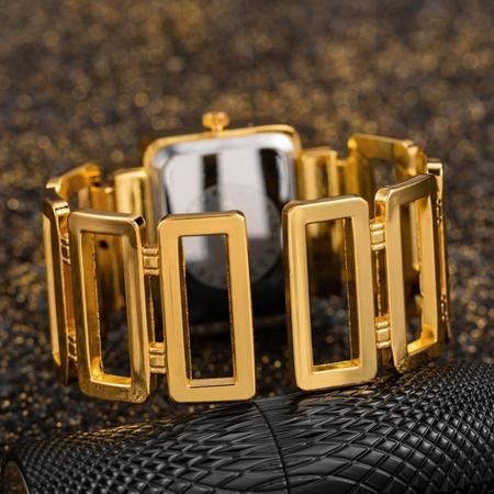 Imagem de Relógio Bracelete Luxo Cansnow Cubo Aço Inoxidável Fashion