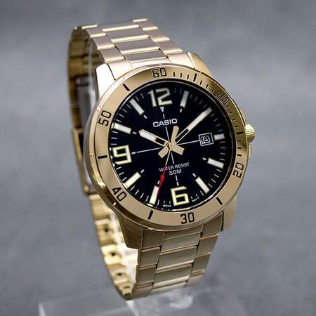 Imagem de Relógio CASIO masculino preto dourado MTP-VD01G-1BVUDF