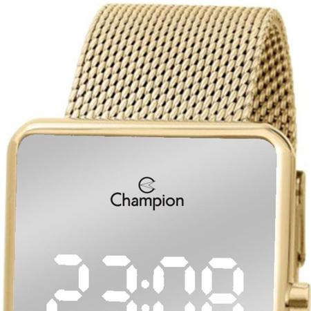 Imagem de Relógio Champion Dourado Espelhado CH40080B LED Branco Pulseira Esteira