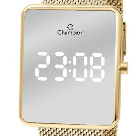 Imagem de Relógio Champion Dourado Espelhado CH40080B LED Branco Pulseira Esteira