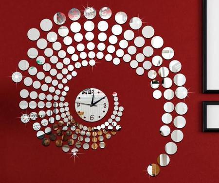 Imagem de Relógio Círculos Decorativo Espelhado Prata Sala Quarto