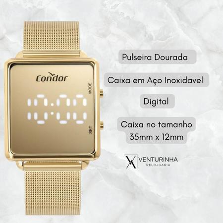 Imagem de Relógio Condor Digital Dourado Feminino Aço COMD1202AFS/4D