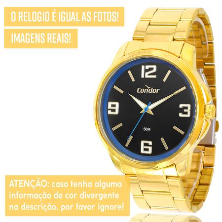 Imagem de Relógio Condor Masculino Dourado Original com garantia de 1 ano e carteira