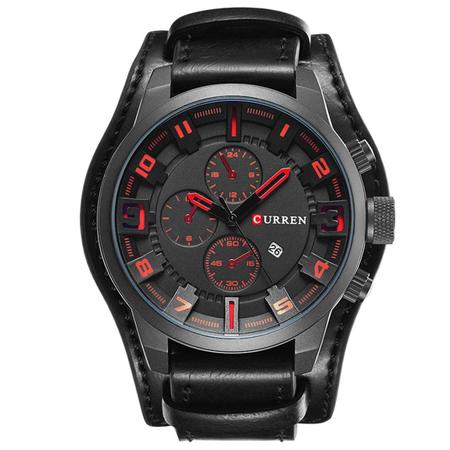 Imagem de Relógio Curren 8225 Masculino Casual Bracelete Couro Preto