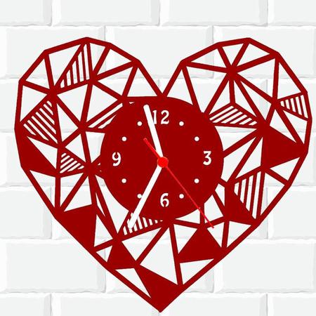 Imagem de Relógio De Madeira MDF Parede Coração Amor Presente1 V