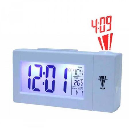 Imagem de Relógio De Mesa Digital Lcd Projetar Termômetro Alarme Iluminação Noturna 618BRANCO