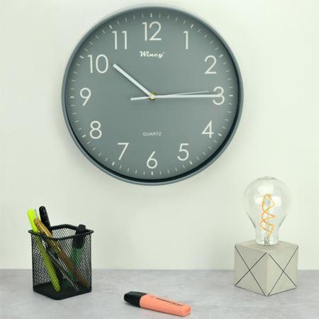 Imagem de Relógio de Parede 30cm Cinza Silencioso Souve Wincy