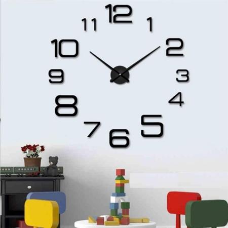 Imagem de Relógio de Parede 3D Decoração Sala Escritório 120cm Preto Grande 1,2m
