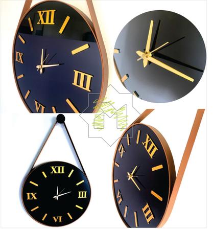 Relógio de Parede 3D Algarismos Romanos - Dourado Tamanhos diversos