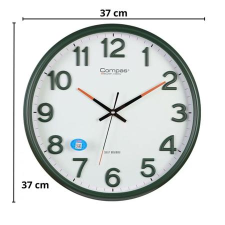Imagem de Relógio de Parede Analógico Tradicional Redondo Verde 37cm