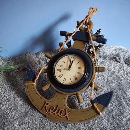 Imagem de Relógio de Parede âncora Decorativo de Madeira 35x43cm