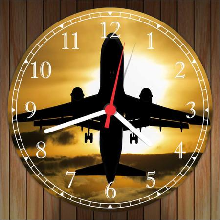 Imagem de Relógio De Parede Avião Boeing Aeronave Paisagem Tamanho 40 Cm De Diâmetro RC002