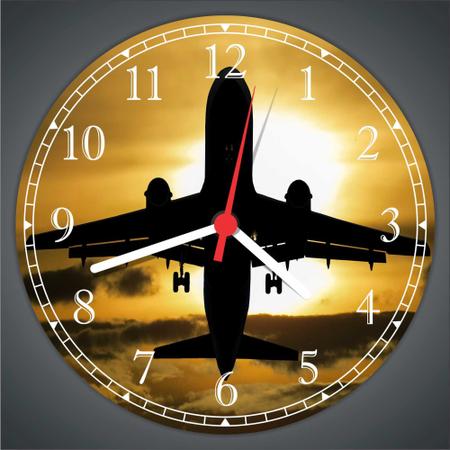 Imagem de Relógio De Parede Avião Boeing Aeronave Paisagem Tamanho 40 Cm De Diâmetro RC002