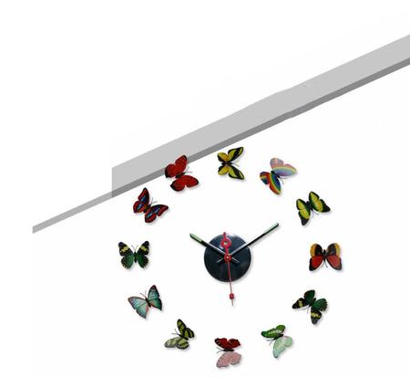 Imagem de Relógio de parede Borboleta colorida 3D DIY, decoração 60x60cm
