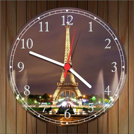 Imagem de Relógio De Parede Cidade Paris França Torre Eiffel Paisagem Quartz Tamanho 40 Cm RC009