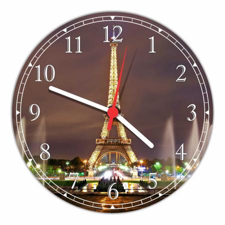 Imagem de Relógio De Parede Cidade Paris França Torre Eiffel Paisagem Quartz Tamanho 40 Cm RC009