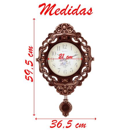 Imagem de Relógio De Parede Cobre Quartz Clock Luxo Com Pendulo 59cm