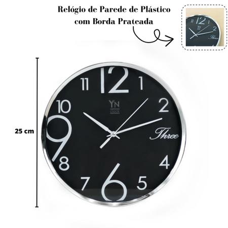 Imagem de Relógio De Parede Contínuo De Plástico 25cm