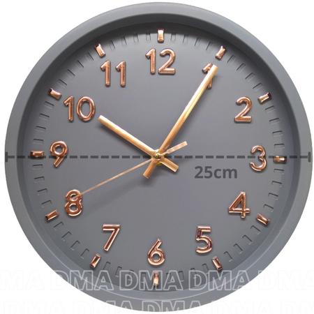 Imagem de Relógio de Parede Decorativo Moderno 25cm Redondo Analógico Silencioso Decoração para Casa Cozinha Sala Quarto Escritório