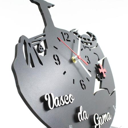 Imagem de Relógio De Parede Decorativo - Vasco 3D Preto