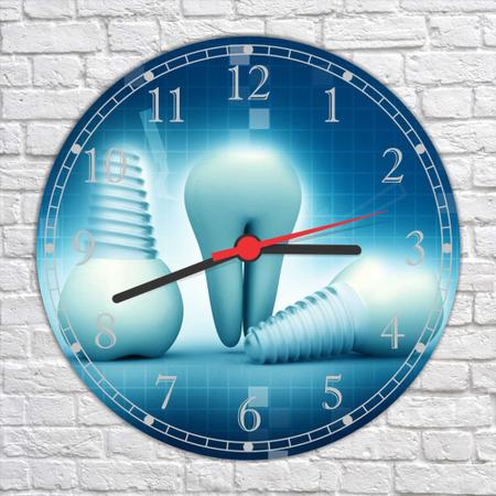 Imagem de Relógio De Parede Dentista Odontologia Implantes Dentes Consultórios Quartz Tamanho 40 Cm RC007