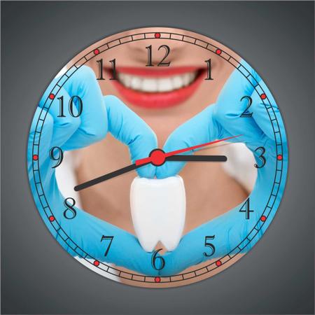 Imagem de Relógio De Parede Dentista Odontologia Sorriso Dentes Consultórios Casas Quartz Tamanho 40 Cm RC001
