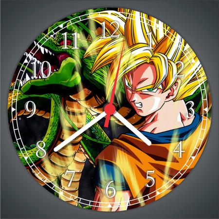 Relógio De Parede Desenho Dragon Ball Z Goku Anime Quartz Tamanho