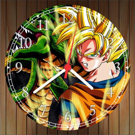 Relógio De Parede Desenho Dragon Ball Z Goku Anime Quartz Tamanho