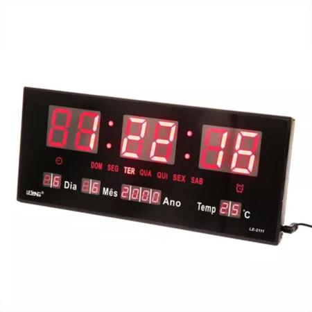 Imagem de Relógio de Parede Digital Led Com Calendário Temperatura e Despertador Lelong
