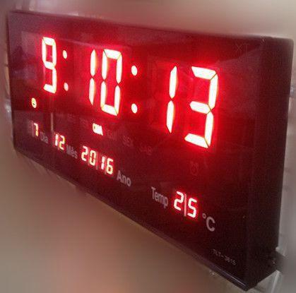 Imagem de Relógio de parede e mesa 36cm led digital temómetro vermelho